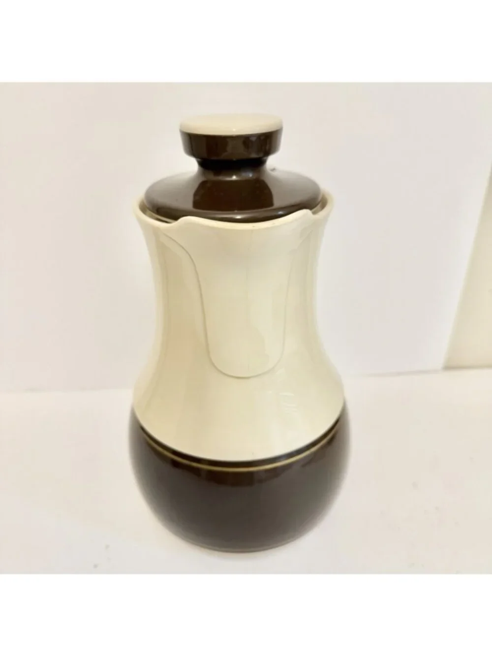Vintage Thermos No 570 Ingrid Coffee Carafe Pitcher West Germany Cream Brown